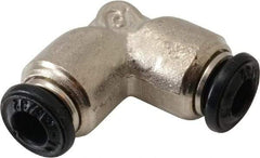 Alpha Technologies - 4mm Outside Diam, Nickel Plated Brass Push-to-Connect Tube Union Elbow - 250 Max psi, Tube to Tube Connection, Buna O-Ring - USA Tool & Supply