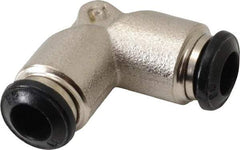 Alpha Technologies - 6mm Outside Diam, Nickel Plated Brass Push-to-Connect Tube Union Elbow - 250 Max psi, Tube to Tube Connection, Buna O-Ring - USA Tool & Supply