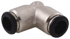 Alpha Technologies - 3mm Outside Diam, Nickel Plated Brass Push-to-Connect Tube Union Elbow - 250 Max psi, Tube to Tube Connection, Buna O-Ring - USA Tool & Supply