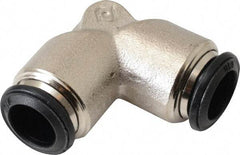 Alpha Technologies - 10mm Outside Diam, Nickel Plated Brass Push-to-Connect Tube Union Elbow - 250 Max psi, Tube to Tube Connection, Buna O-Ring - USA Tool & Supply