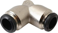 Alpha Technologies - 12mm Outside Diam, Nickel Plated Brass Push-to-Connect Tube Union Elbow - 250 Max psi, Tube to Tube Connection, Buna O-Ring - USA Tool & Supply