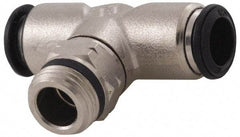 Alpha Technologies - 12mm Outside Diam, 1/2 Universal, Nickel Plated Brass Push-to-Connect Tube Male Swivel Branch Tee - 250 Max psi, Tube to Universal Thread Connection, Buna O-Ring - USA Tool & Supply