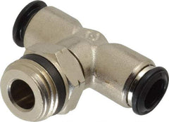 Alpha Technologies - 10mm Outside Diam, 1/2 Universal, Nickel Plated Brass Push-to-Connect Tube Male Swivel Branch Tee - 250 Max psi, Tube to Universal Thread Connection, Buna O-Ring - USA Tool & Supply
