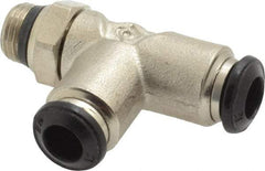 Alpha Technologies - 6mm Outside Diam, 1/8 Universal, Nickel Plated Brass Push-to-Connect Tube Male Swivel Run Tee - 250 Max psi, Tube to Universal Thread Connection, Buna O-Ring - USA Tool & Supply