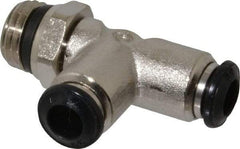 Alpha Technologies - 6mm Outside Diam, 1/4 Universal, Nickel Plated Brass Push-to-Connect Tube Male Swivel Run Tee - 250 Max psi, Tube to Universal Thread Connection, Buna O-Ring - USA Tool & Supply
