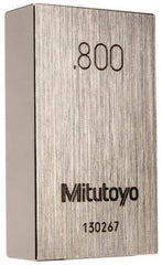 Mitutoyo - 0.8" Rectangular Steel Gage Block - Accuracy Grade 0, Includes Certificate of Inspection - USA Tool & Supply