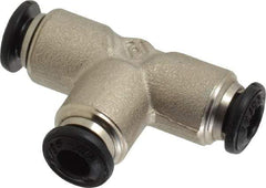 Alpha Technologies - 4mm Outside Diam, Nickel Plated Brass Push-to-Connect Tube Union Tee - 250 Max psi, Tube to Tube Connection, Buna O-Ring - USA Tool & Supply