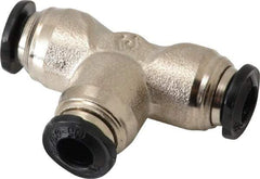 Alpha Technologies - 5mm Outside Diam, Nickel Plated Brass Push-to-Connect Tube Union Tee - 250 Max psi, Tube to Tube Connection, Buna O-Ring - USA Tool & Supply