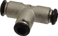 Alpha Technologies - 6mm Outside Diam, Nickel Plated Brass Push-to-Connect Tube Union Tee - 250 Max psi, Tube to Tube Connection, Buna O-Ring - USA Tool & Supply
