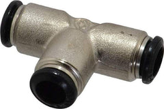 Alpha Technologies - 8mm Outside Diam, Nickel Plated Brass Push-to-Connect Tube Union Tee - 250 Max psi, Tube to Tube Connection, Buna O-Ring - USA Tool & Supply