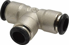Alpha Technologies - 10mm Outside Diam, Nickel Plated Brass Push-to-Connect Tube Union Tee - 250 Max psi, Tube to Tube Connection, Buna O-Ring - USA Tool & Supply