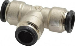 Alpha Technologies - 12mm Outside Diam, Nickel Plated Brass Push-to-Connect Tube Union Tee - 250 Max psi, Tube to Tube Connection, Buna O-Ring - USA Tool & Supply