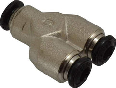 Alpha Technologies - 4mm Outside Diam, Nickel Plated Brass Push-to-Connect Tube Union Y - 250 Max psi, Tube to Tube Connection, Buna O-Ring - USA Tool & Supply