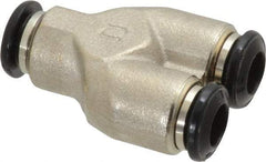 Alpha Technologies - 6mm Outside Diam, Nickel Plated Brass Push-to-Connect Tube Union Y - 250 Max psi, Tube to Tube Connection, Buna O-Ring - USA Tool & Supply