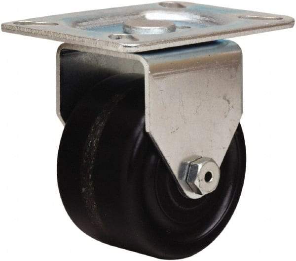 Hamilton - 3" Diam x 1-3/4" Wide x 4" OAH Top Plate Mount Rigid Caster - Phenolic, 400 Lb Capacity, Straight Roller Bearing, 3-1/8 x 4-1/8" Plate - USA Tool & Supply