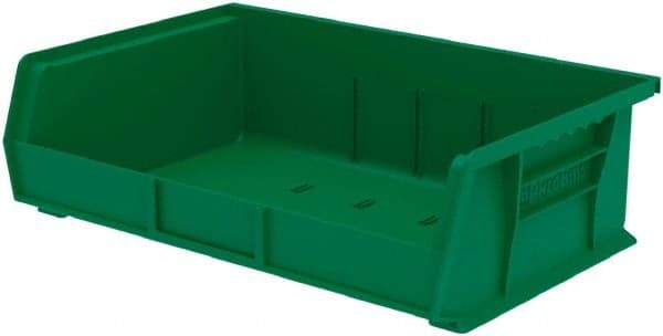 Akro-Mils - 60 Lb. Load Capacity, 10-7/8" Deep, Green Polymer Hopper Stacking Bin - 5" High x 16-1/2" Wide x 10-7/8" Long - USA Tool & Supply