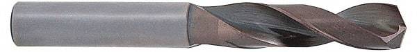 Accupro - #40 140° Solid Carbide Jobber Drill - AlTiN Finish, Right Hand Cut, Spiral Flute, Straight Shank, 2" OAL, Notched Point - USA Tool & Supply