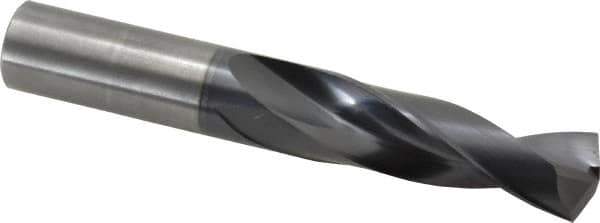 Accupro - 3/4" 140° Solid Carbide Jobber Drill - AlTiN Finish, Right Hand Cut, Spiral Flute, Straight Shank, 5" OAL, Notched Point - USA Tool & Supply
