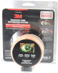 3M - 3 Piece Automotive Headlight Lens Restoration System Kit - Sanding Discs, Polishing Pad, Compound - USA Tool & Supply