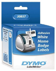 Dymo - 4" Long, White Die Cut Paper with Semi Perm. Adhesive Name Badge Labels - For DYMO LabelWriter Printers - USA Tool & Supply