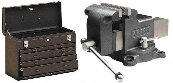 Kennedy - 1 Compartment 7 Drawer Tool Chest - 20-1/8" Wide x 8-1/2" Deep x 13-5/8" High, Steel, Brown - USA Tool & Supply