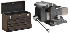 Kennedy - 1 Compartment 7 Drawer Tool Chest - 20-1/8" Wide x 8-1/2" Deep x 13-5/8" High, Steel, Brown - USA Tool & Supply