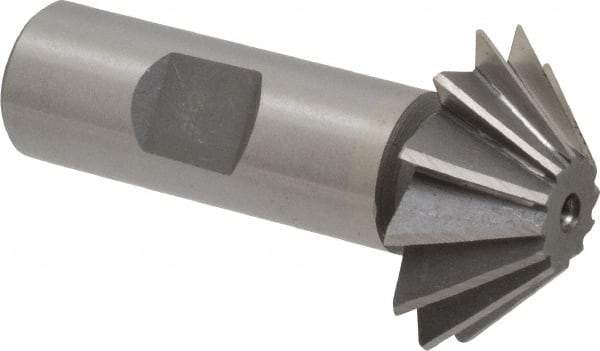 Value Collection - 1-1/2" Diam x 1/2" Width of Cut, 45° Included Angle, Shank Connection, Cobalt Single Angle Cutter - 3/4" Shank Diam, 2-3/4" Overall Length, Right Hand Cut, Uncoated - USA Tool & Supply