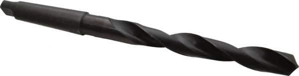Interstate - 1-1/8", 4MT 118° Point High Speed Steel Taper Shank Drill Bit - Oxide Finish, 10" Flute Length, 15" OAL, Spiral Flute, Series 502 - USA Tool & Supply