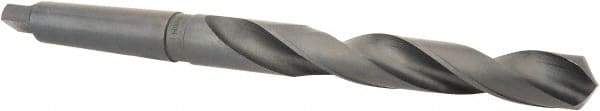 Interstate - 1-1/4", 4MT 118° Point High Speed Steel Taper Shank Drill Bit - Oxide Finish, 10" Flute Length, 15" OAL, Spiral Flute, Series 502 - USA Tool & Supply