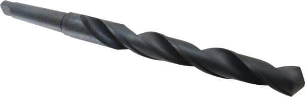 Interstate - 1-15/32", 4MT 118° Point High Speed Steel Taper Shank Drill Bit - Oxide Finish, 12" Flute Length, 18" OAL, Spiral Flute, Series 502 - USA Tool & Supply