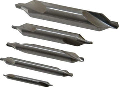 Interstate - 5 Piece, #1 to 5, Plain Edge, Cobalt Combo Drill & Countersink Set - 60° Incl Angle, Double End - USA Tool & Supply