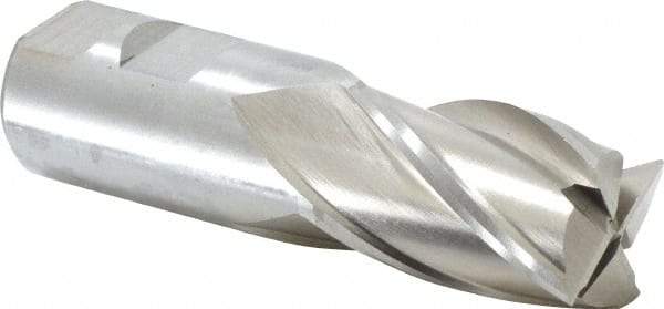 Interstate - 1-1/4", 2" LOC, 1-1/4" Shank Diam, 4-1/2" OAL, 4 Flute, High Speed Steel Square End Mill - Single End, Uncoated, Spiral Flute, 30° Helix, Right Hand Cut, Right Hand Flute - USA Tool & Supply
