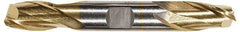 Hertel - 1/8", 3/16" LOC, 3/8" Shank Diam, 2-3/4" OAL, 2 Flute, High Speed Steel Square End Mill - Double End, TiN Finish, Spiral Flute, 30° Helix, Centercutting, Right Hand Cut, Right Hand Flute - USA Tool & Supply