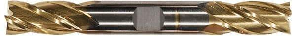 Interstate - 13/16", 1-7/8" LOC, 7/8" Shank Diam, 5-1/2" OAL, 4 Flute, High Speed Steel Square End Mill - Double End, TiN Finish, Spiral Flute, 30° Helix, Centercutting, Right Hand Cut, Right Hand Flute - USA Tool & Supply