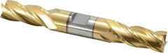 Interstate - 11/16", 1-5/8" LOC, 3/4" Shank Diam, 5-5/8" OAL, 4 Flute, High Speed Steel Square End Mill - Double End, TiN Finish, Spiral Flute, 30° Helix, Centercutting, Right Hand Cut, Right Hand Flute - USA Tool & Supply