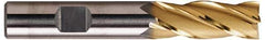 Hertel - 1-1/4", 2" LOC, 1-1/4" Shank Diam, 4-1/2" OAL, 6 Flute, High Speed Steel Square End Mill - Single End, TiN Finish, Spiral Flute, 30° Helix, Right Hand Cut, Right Hand Flute - USA Tool & Supply