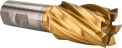 Interstate - 1-1/2", 2" LOC, 3/4" Shank Diam, 4-1/2" OAL, 6 Flute, High Speed Steel Square End Mill - Single End, TiN Finish, Spiral Flute, 30° Helix, Right Hand Cut, Right Hand Flute - USA Tool & Supply