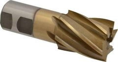 Interstate - 1-5/8", 2" LOC, 1-1/4" Shank Diam, 4-1/2" OAL, 6 Flute, High Speed Steel Square End Mill - Single End, TiN Finish, Spiral Flute, 30° Helix, Right Hand Cut, Right Hand Flute - USA Tool & Supply