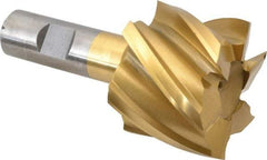 Interstate - 2", 1-1/2" LOC, 3/4" Shank Diam, 3-7/8" OAL, 6 Flute, High Speed Steel Square End Mill - Single End, TiN Finish, Spiral Flute, 30° Helix, Right Hand Cut, Right Hand Flute - USA Tool & Supply