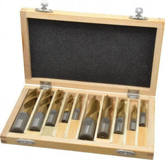 Interstate - 1/4 to 3/4", 2, 4 Flute Square End Mill Set - TiN Coating, High Speed Steel, Single End, Centercutting - USA Tool & Supply