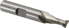 Interstate - 7mm, 9/16" LOC, 3/8" Shank Diam, 2-5/16" OAL, 2 Flute, High Speed Steel Square End Mill - Single End, Uncoated, Spiral Flute, Centercutting, Right Hand Cut, Right Hand Flute - USA Tool & Supply