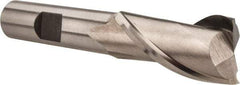Interstate - 18mm, 1-5/16" LOC, 1/2" Shank Diam, 3-5/16" OAL, 2 Flute, High Speed Steel Square End Mill - Single End, Uncoated, Spiral Flute, Centercutting, Right Hand Cut, Right Hand Flute - USA Tool & Supply
