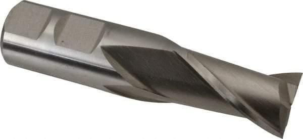 Interstate - 22mm, 1-1/2" LOC, 7/8" Shank Diam, 3-3/4" OAL, 2 Flute, High Speed Steel Square End Mill - Single End, Uncoated, Spiral Flute, Centercutting, Right Hand Cut, Right Hand Flute - USA Tool & Supply