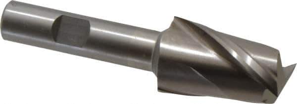 Interstate - 24mm, 1-1/2" LOC, 1/2" Shank Diam, 3-1/2" OAL, 2 Flute, High Speed Steel Square End Mill - Single End, Uncoated, Spiral Flute, Centercutting, Right Hand Cut, Right Hand Flute - USA Tool & Supply