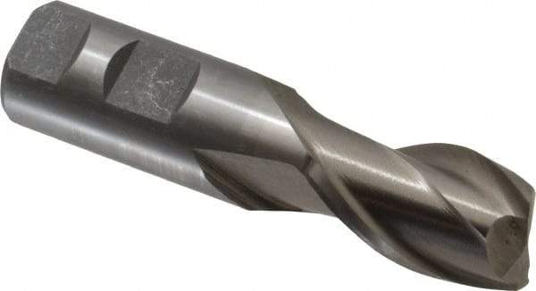 Interstate - 25mm, 1-5/8" LOC, 1" Shank Diam, 4-1/8" OAL, 2 Flute, High Speed Steel Square End Mill - Single End, Uncoated, Spiral Flute, Centercutting, Right Hand Cut, Right Hand Flute - USA Tool & Supply