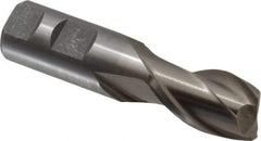 Interstate - 25mm, 1-5/8" LOC, 1" Shank Diam, 4-1/8" OAL, 2 Flute, High Speed Steel Square End Mill - Single End, Uncoated, Spiral Flute, Centercutting, Right Hand Cut, Right Hand Flute - USA Tool & Supply