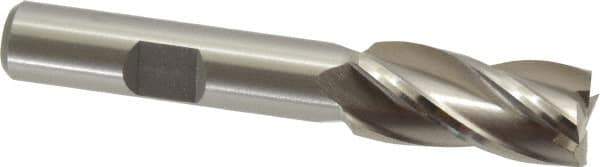 Interstate - 12mm, 1" LOC, 3/8" Shank Diam, 2-11/16" OAL, 4 Flute, High Speed Steel Square End Mill - Single End, Uncoated, Spiral Flute, Centercutting, Right Hand Cut, Right Hand Flute - USA Tool & Supply