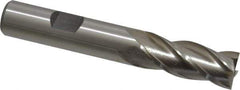 Interstate - 13mm, 1-1/4" LOC, 1/2" Shank Diam, 3-1/4" OAL, 4 Flute, High Speed Steel Square End Mill - Single End, Uncoated, Spiral Flute, Centercutting, Right Hand Cut, Right Hand Flute - USA Tool & Supply