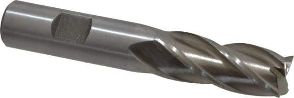 Interstate - 16mm, 1-5/8" LOC, 5/8" Shank Diam, 3-3/4" OAL, 4 Flute, High Speed Steel Square End Mill - Single End, Uncoated, Spiral Flute, Centercutting, Right Hand Cut, Right Hand Flute - USA Tool & Supply