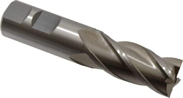 Interstate - 22mm, 1-7/8" LOC, 7/8" Shank Diam, 4-1/8" OAL, 4 Flute, High Speed Steel Square End Mill - Single End, Uncoated, Spiral Flute, Centercutting, Right Hand Cut, Right Hand Flute - USA Tool & Supply